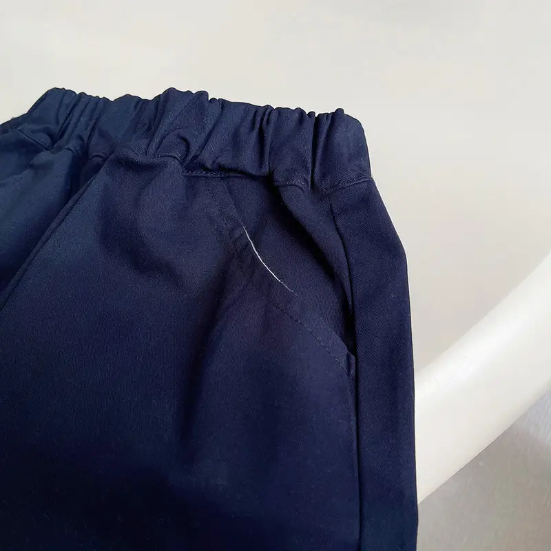 Children White Navy Polo Shirt Shorts Set Summer Wear — feature 16