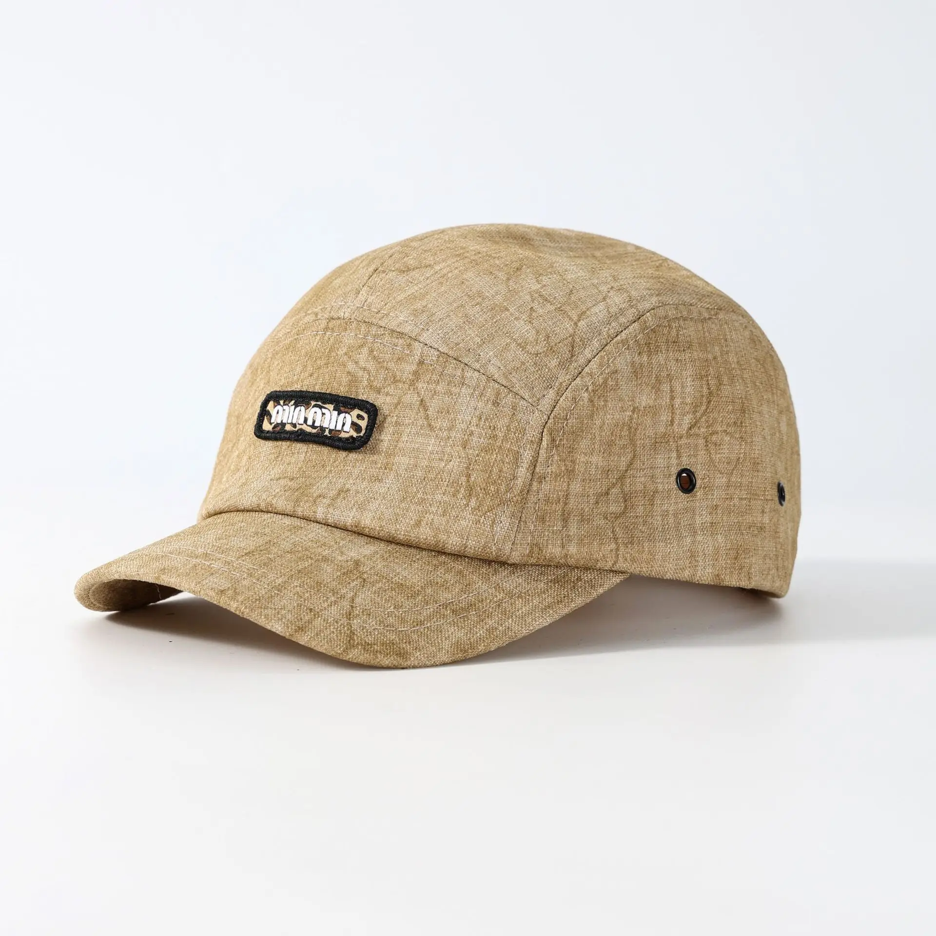 Korean Style Beige Retro Baseball Cap with Letter Label