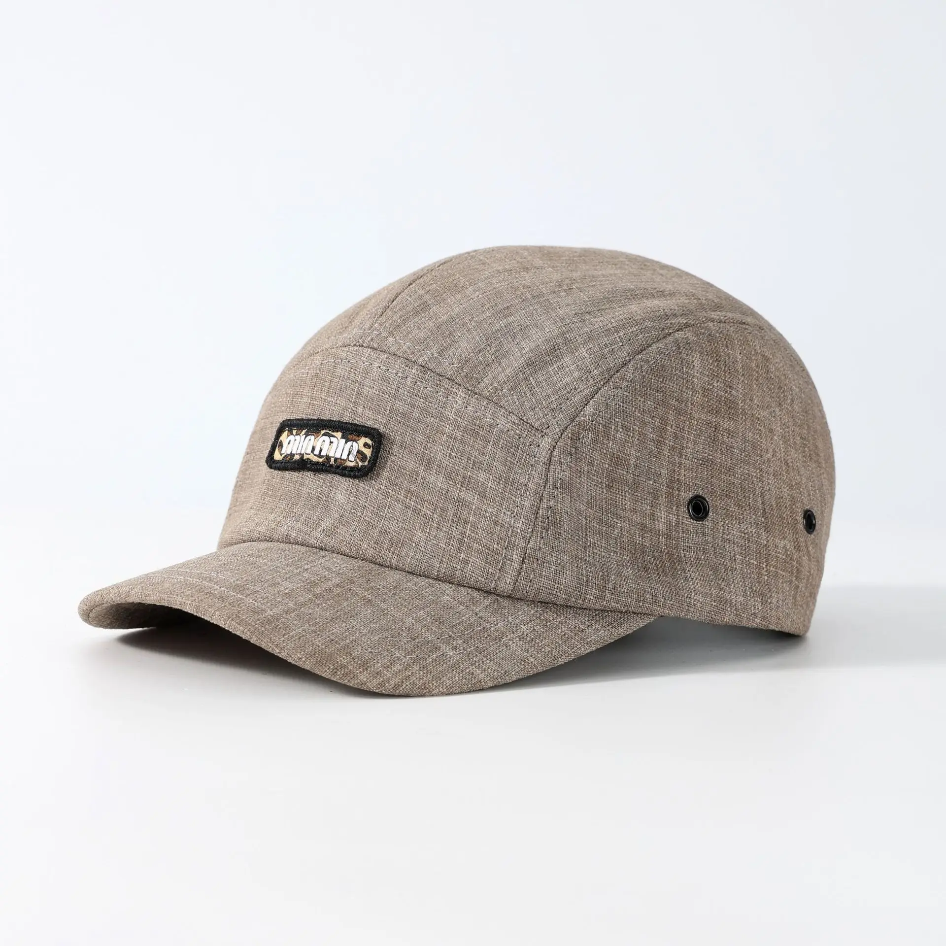 Korean Style Beige Retro Baseball Cap with Letter Label - Image 2