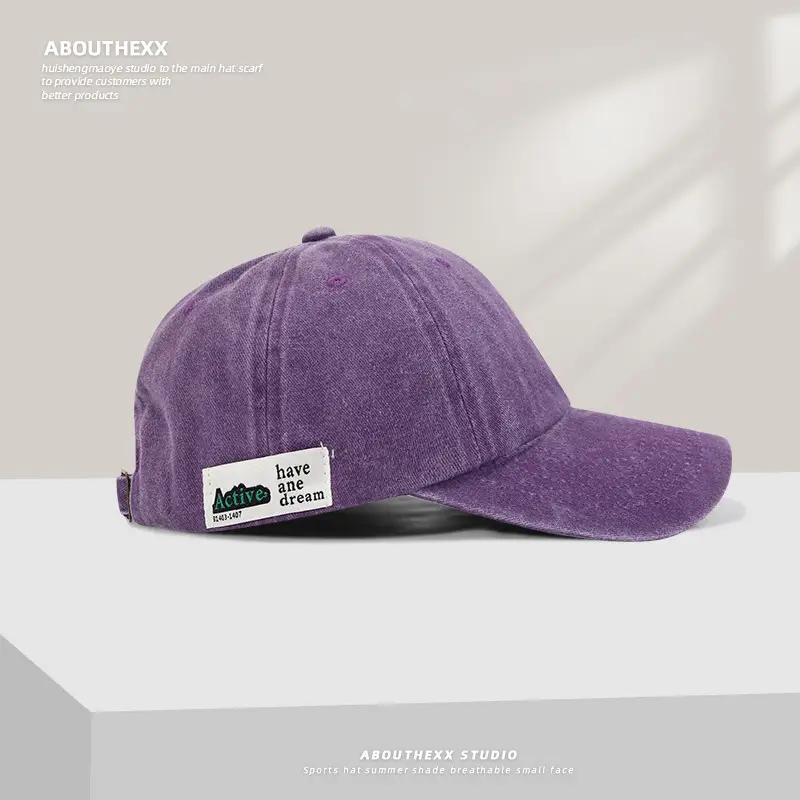 Women Washed Vintage Duckbill Cap Purple Patch - Image 11