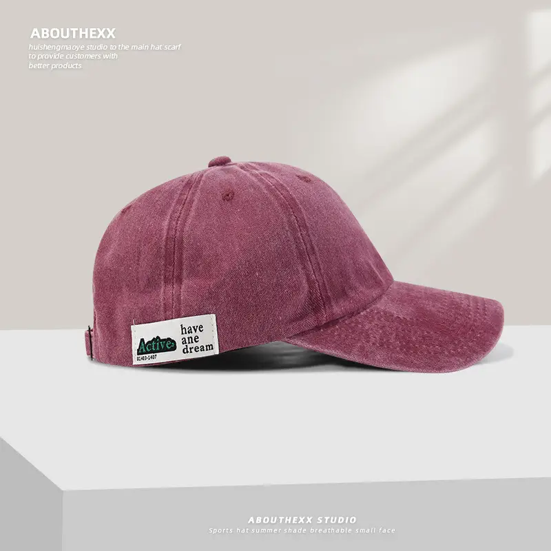 Women Washed Vintage Duckbill Cap Purple Patch - Image 5