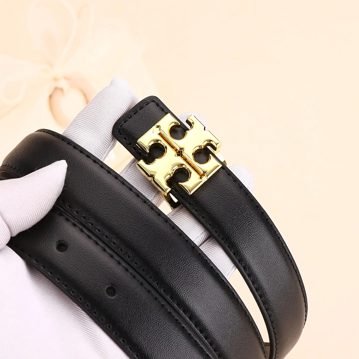 Women Cowhide Leather Belt with Gold Buckle 2.5cm - Image 12