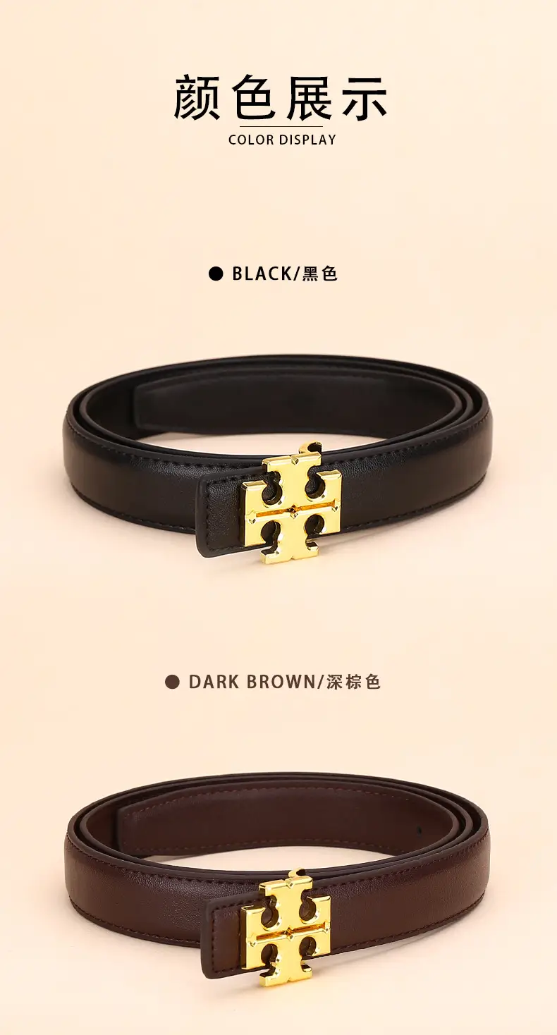 Women Cowhide Leather Belt with Gold Buckle 2.5cm — feature 10