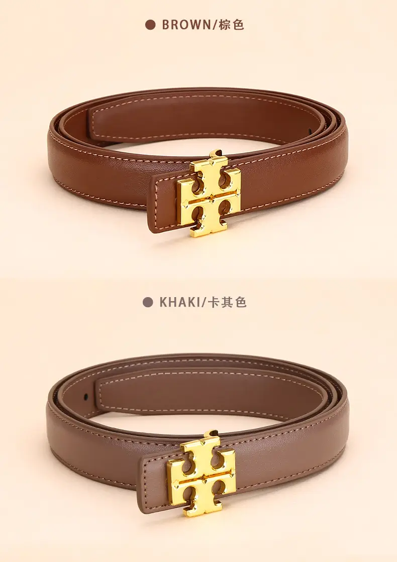 Women Cowhide Leather Belt with Gold Buckle 2.5cm — feature 11