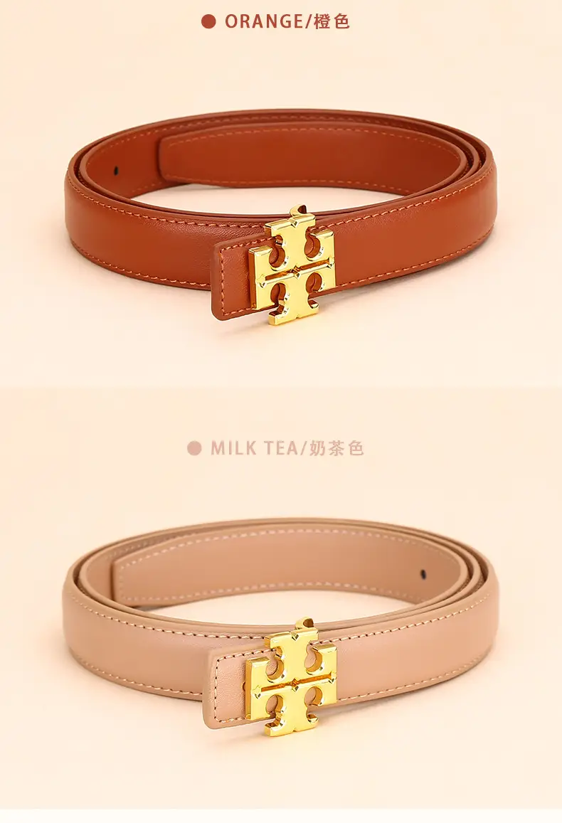 Women Cowhide Leather Belt with Gold Buckle 2.5cm — feature 12