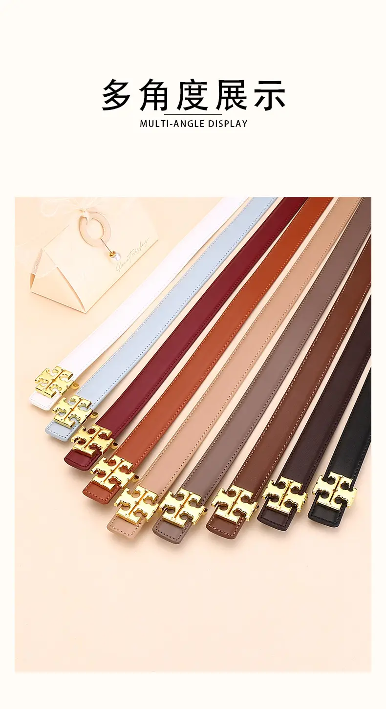 Women Cowhide Leather Belt with Gold Buckle 2.5cm — feature 13