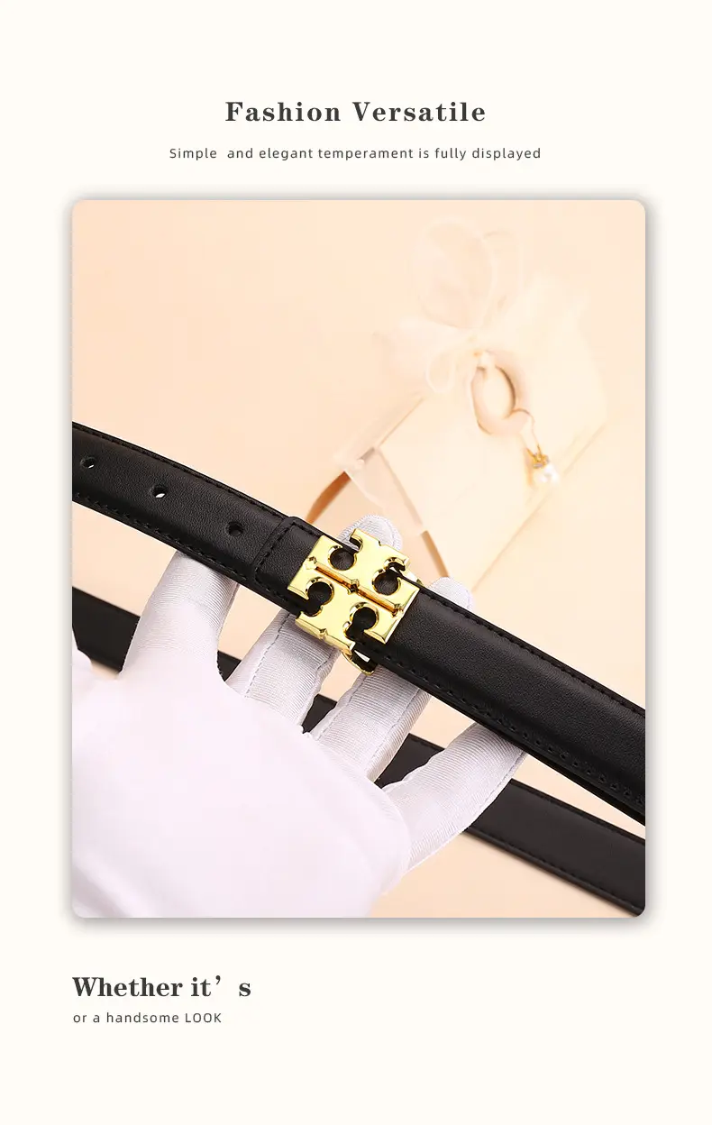 Women Cowhide Leather Belt with Gold Buckle 2.5cm — feature 14