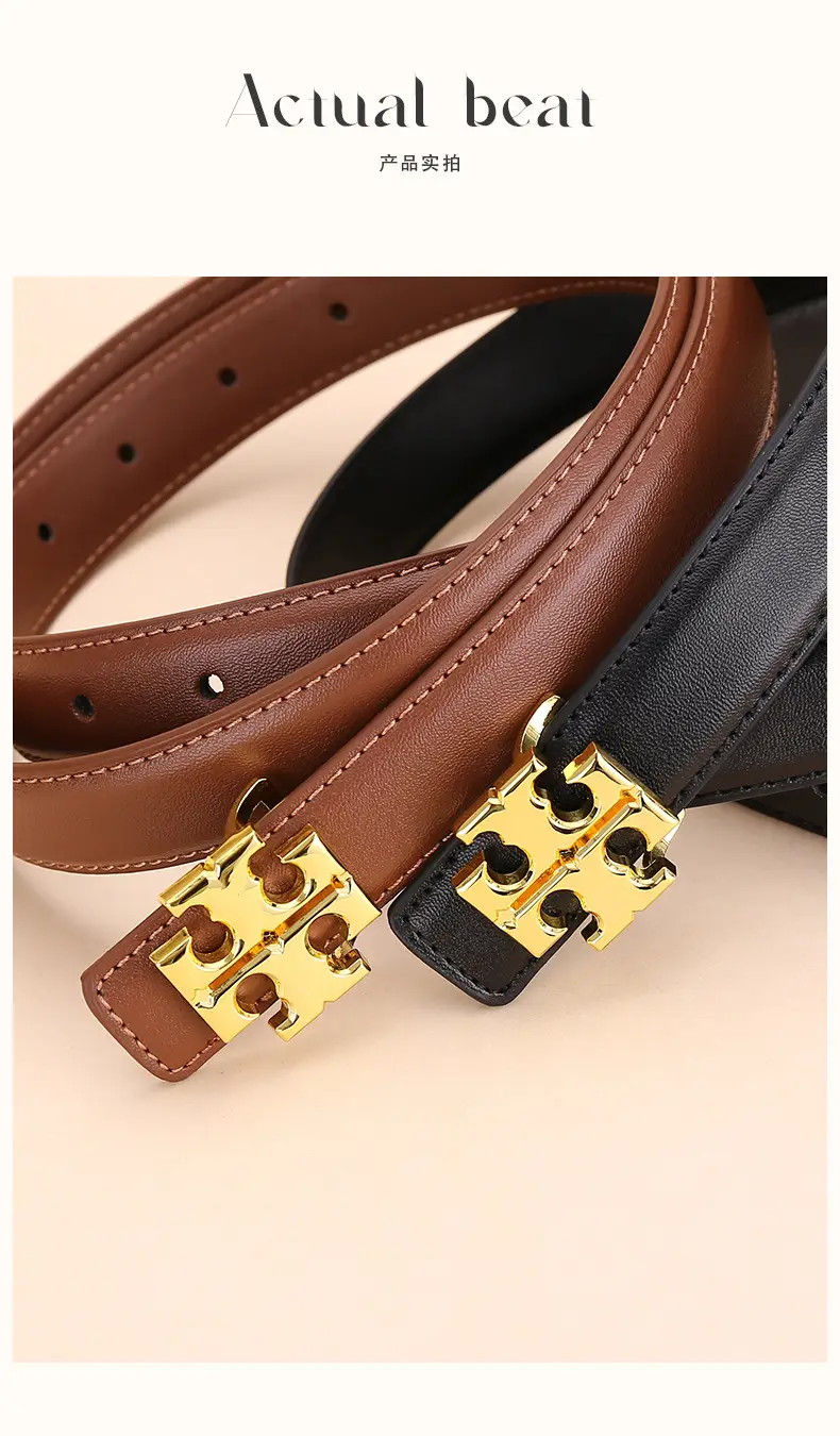 Women Cowhide Leather Belt with Gold Buckle 2.5cm — feature 15