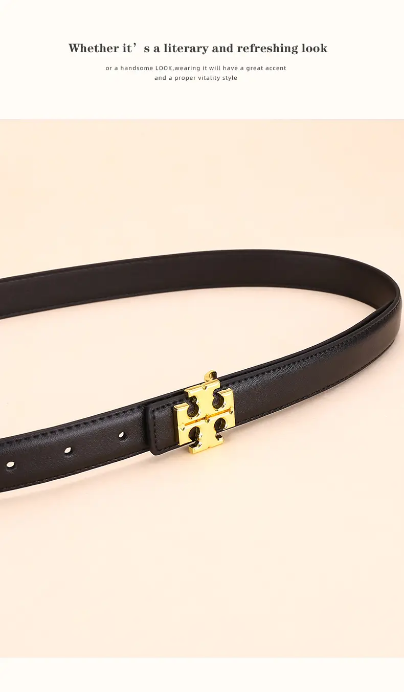 Women Cowhide Leather Belt with Gold Buckle 2.5cm — feature 16