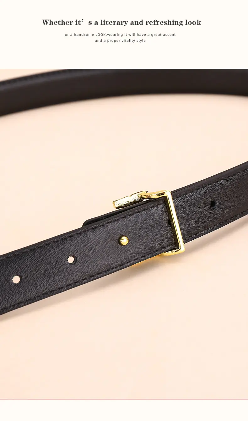 Women Cowhide Leather Belt with Gold Buckle 2.5cm — feature 17