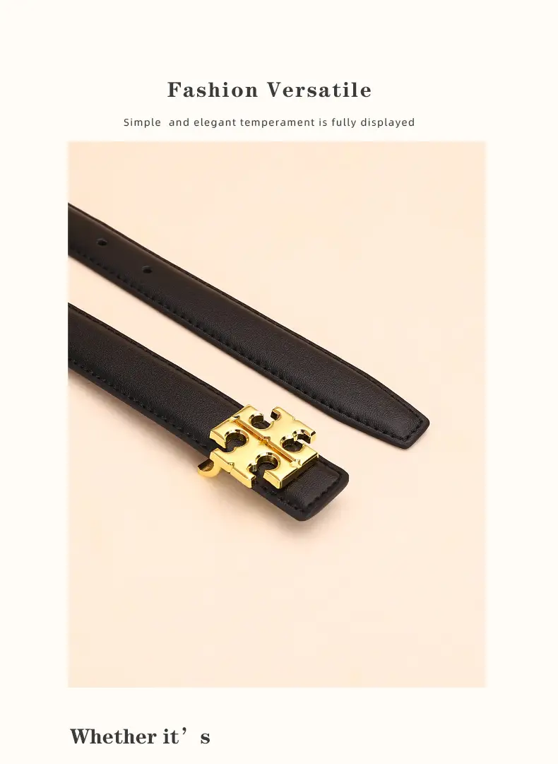 Women Cowhide Leather Belt with Gold Buckle 2.5cm — feature 20