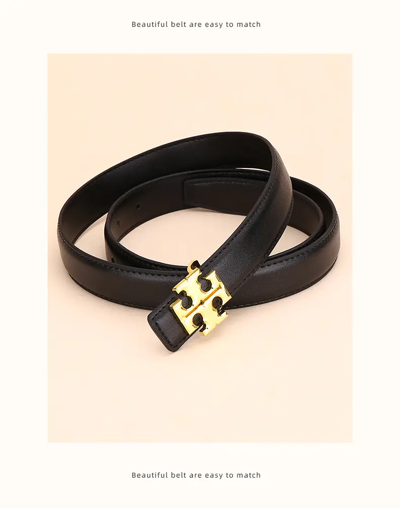 Women Cowhide Leather Belt with Gold Buckle 2.5cm — feature 23