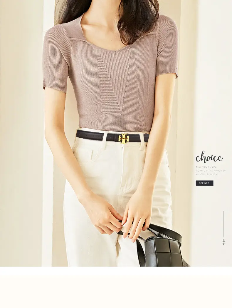 Women Cowhide Leather Belt with Gold Buckle 2.5cm — feature 5