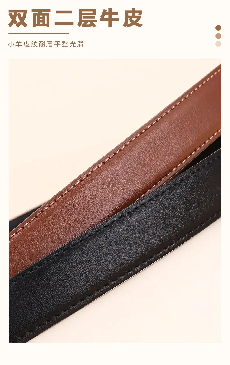 Women Cowhide Leather Belt with Gold Buckle 2.5cm — feature 7