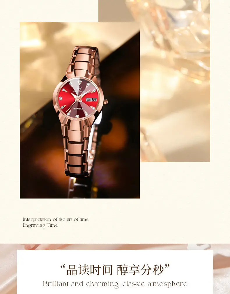 Women's Luxury Quartz Watch with Red Dial & Water Resistant — feature 11