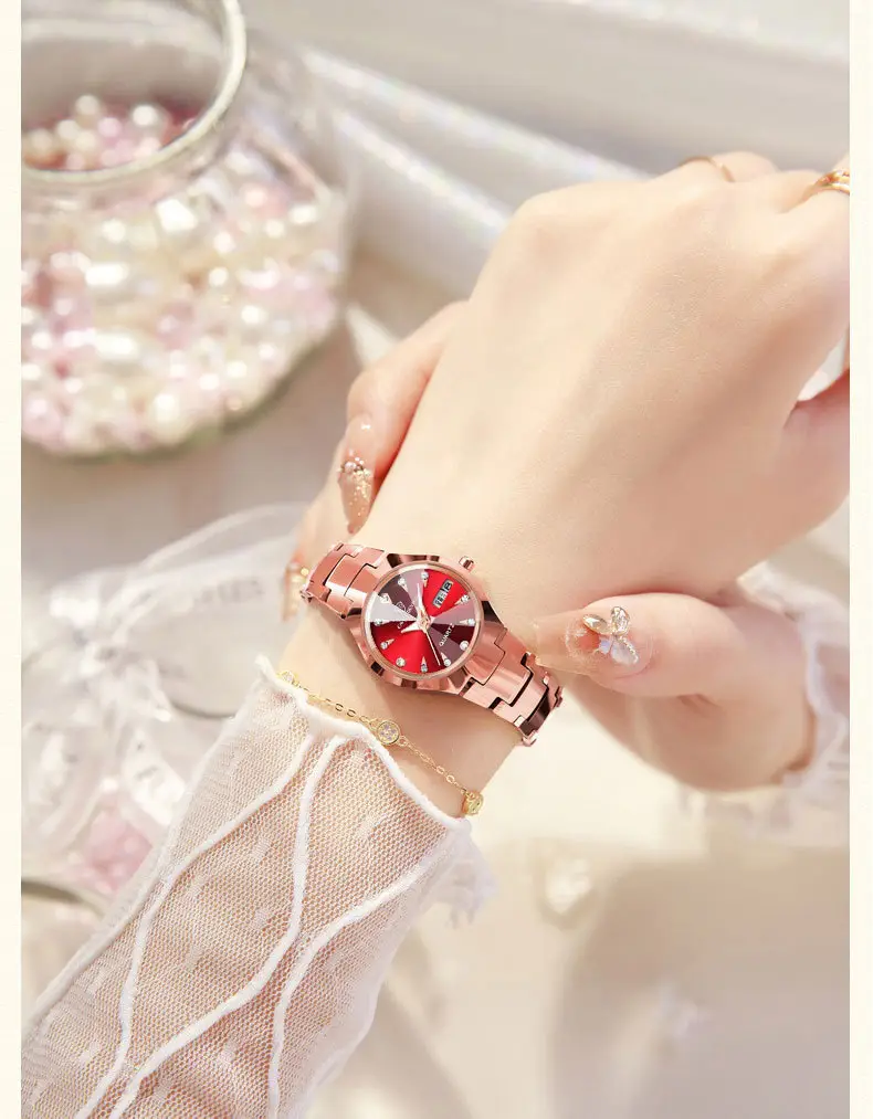Women's Luxury Quartz Watch with Red Dial & Water Resistant — feature 13