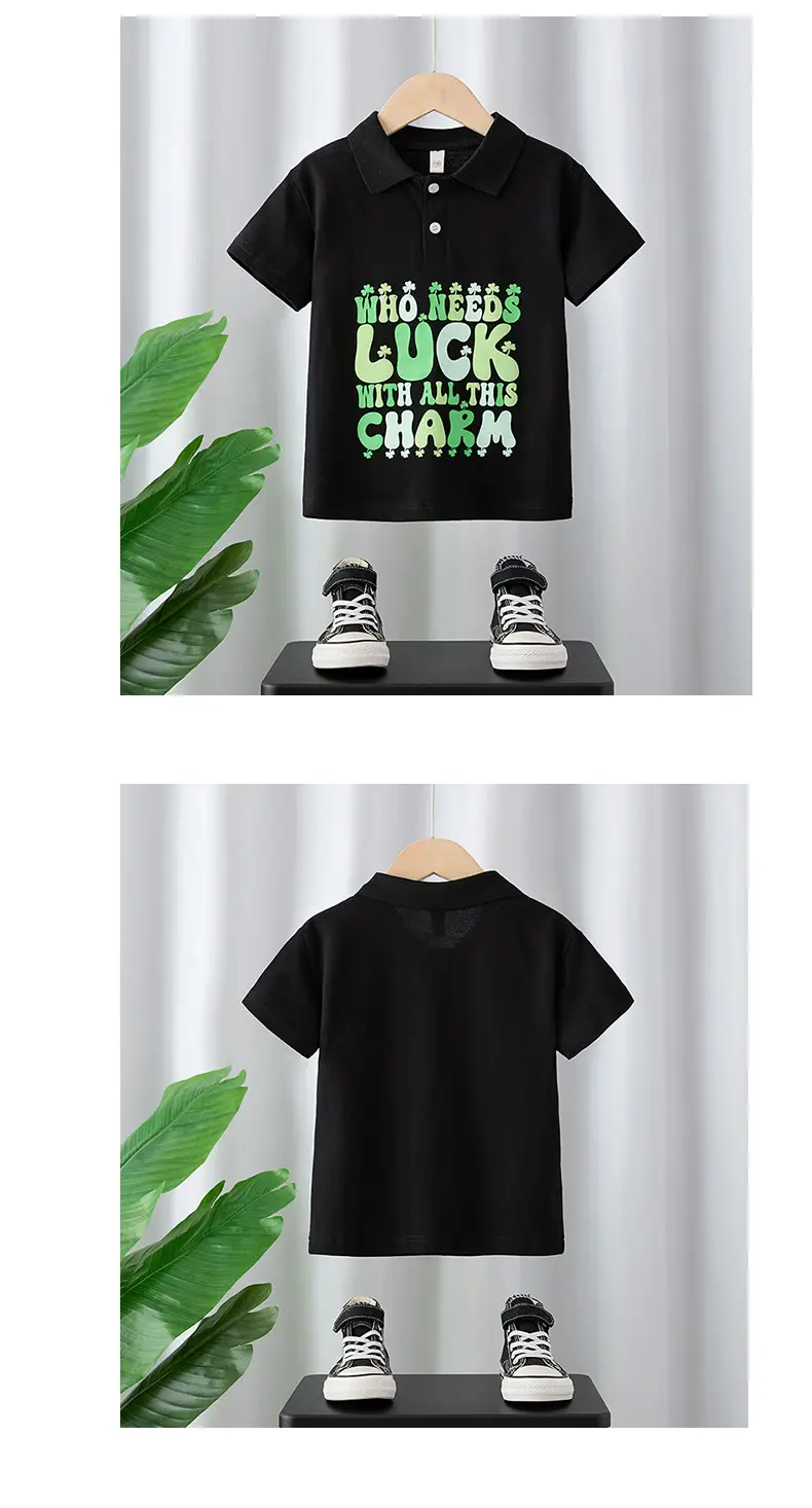 Boys T-Shirt Black 2025 Lucky Charm Print — feature 7