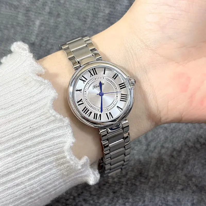 Women's Roman Font Quartz Steel Watch with Silver Belt