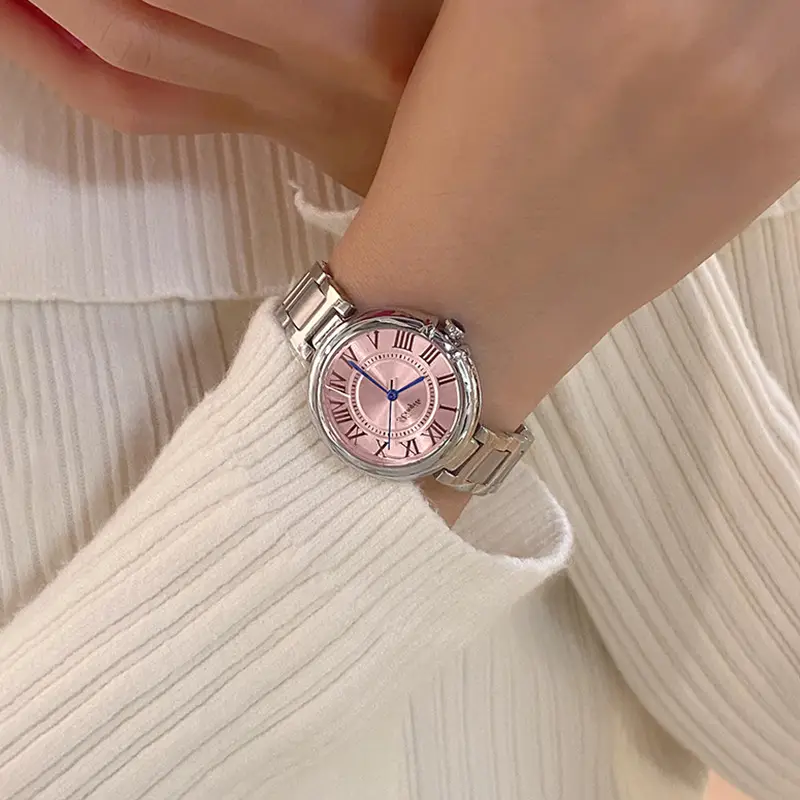 Women's Roman Font Quartz Steel Watch with Silver Belt