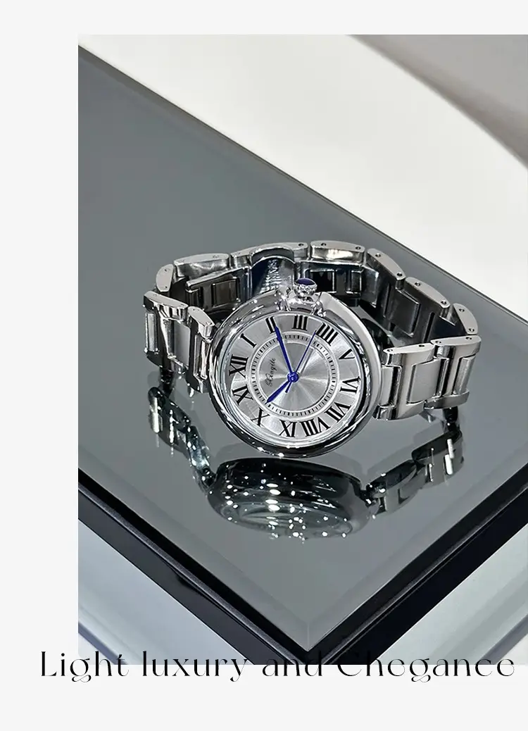 Women's Roman Font Quartz Steel Watch with Silver Belt — feature 3