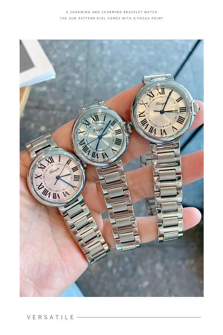 Women's Roman Font Quartz Steel Watch with Silver Belt — feature 9