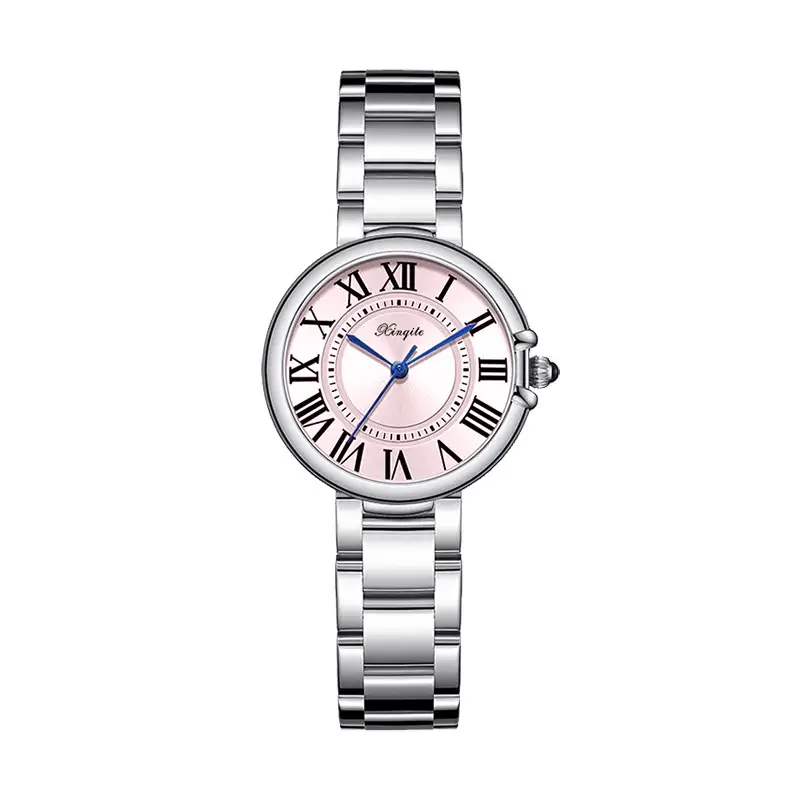 Women's Roman Font Quartz Steel Watch with Silver Belt
