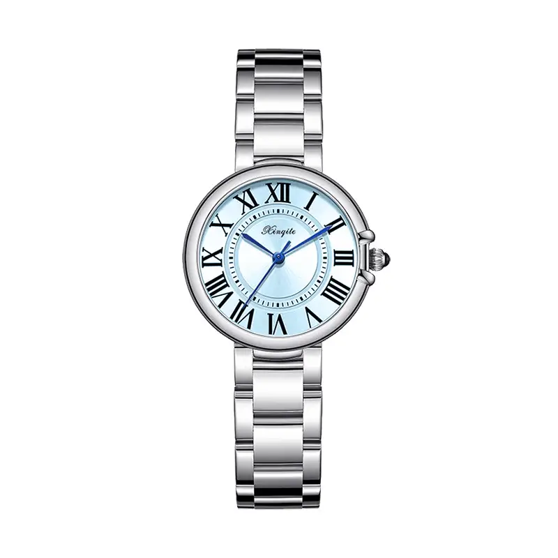 Women's Roman Font Quartz Steel Watch with Silver Belt