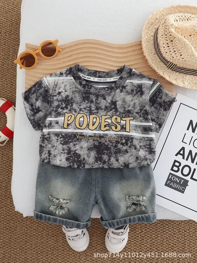 Boys Denim Ripped Shorts Suit 2025 - Image 2
