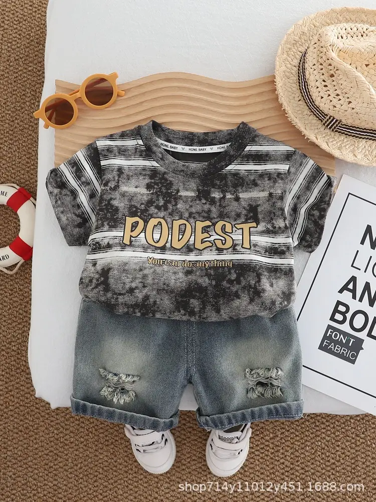Boys Denim Ripped Shorts Suit 2025 - Image 3
