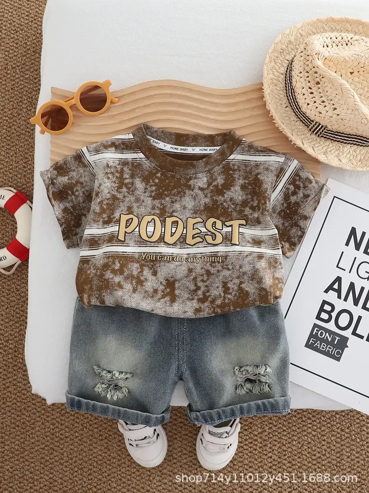 Boys Denim Ripped Shorts Suit 2025 - Image 4