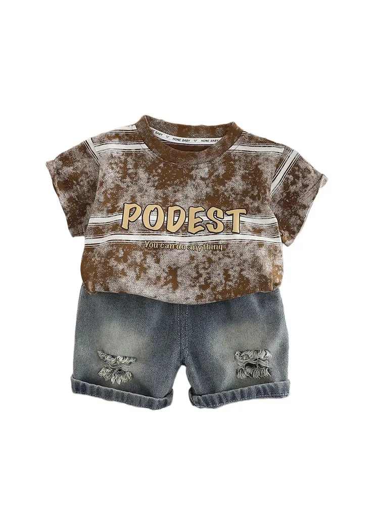 Boys Denim Ripped Shorts Suit 2025 - Image 5