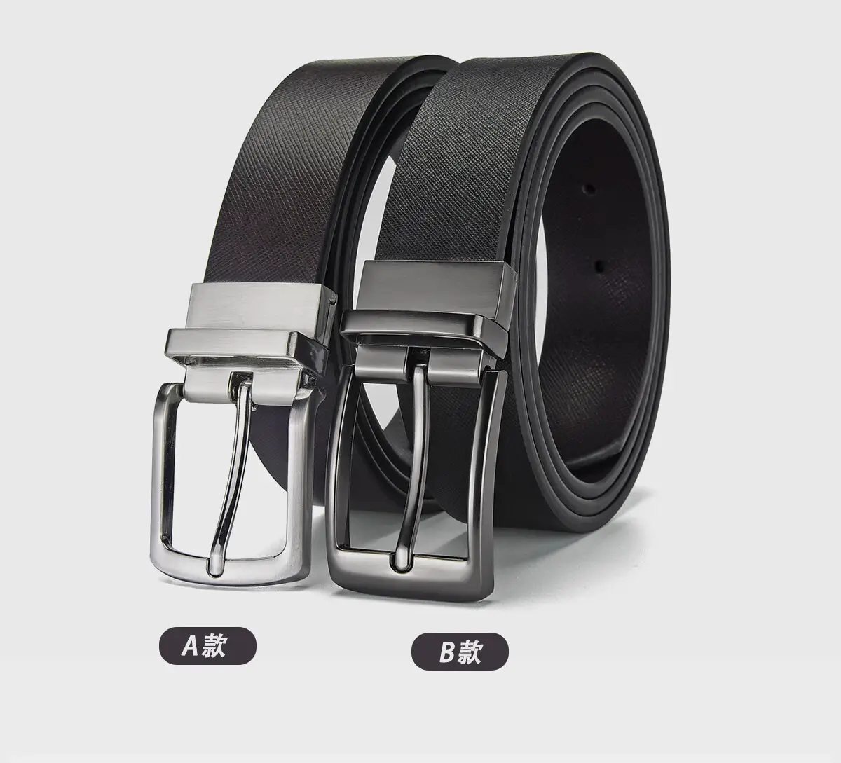Men's Black Belt with Rotatable Buckle Wholesale — feature 2