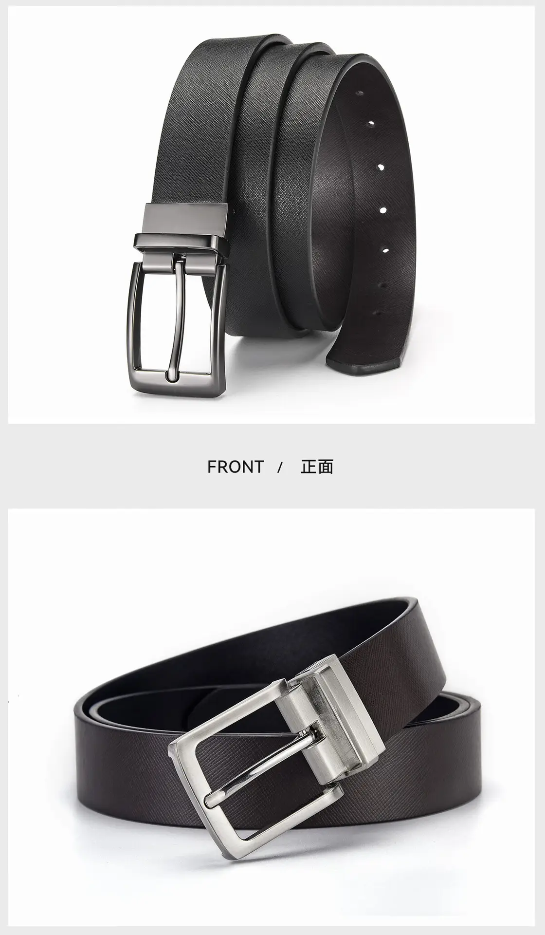 Men's Black Belt with Rotatable Buckle Wholesale — feature 3