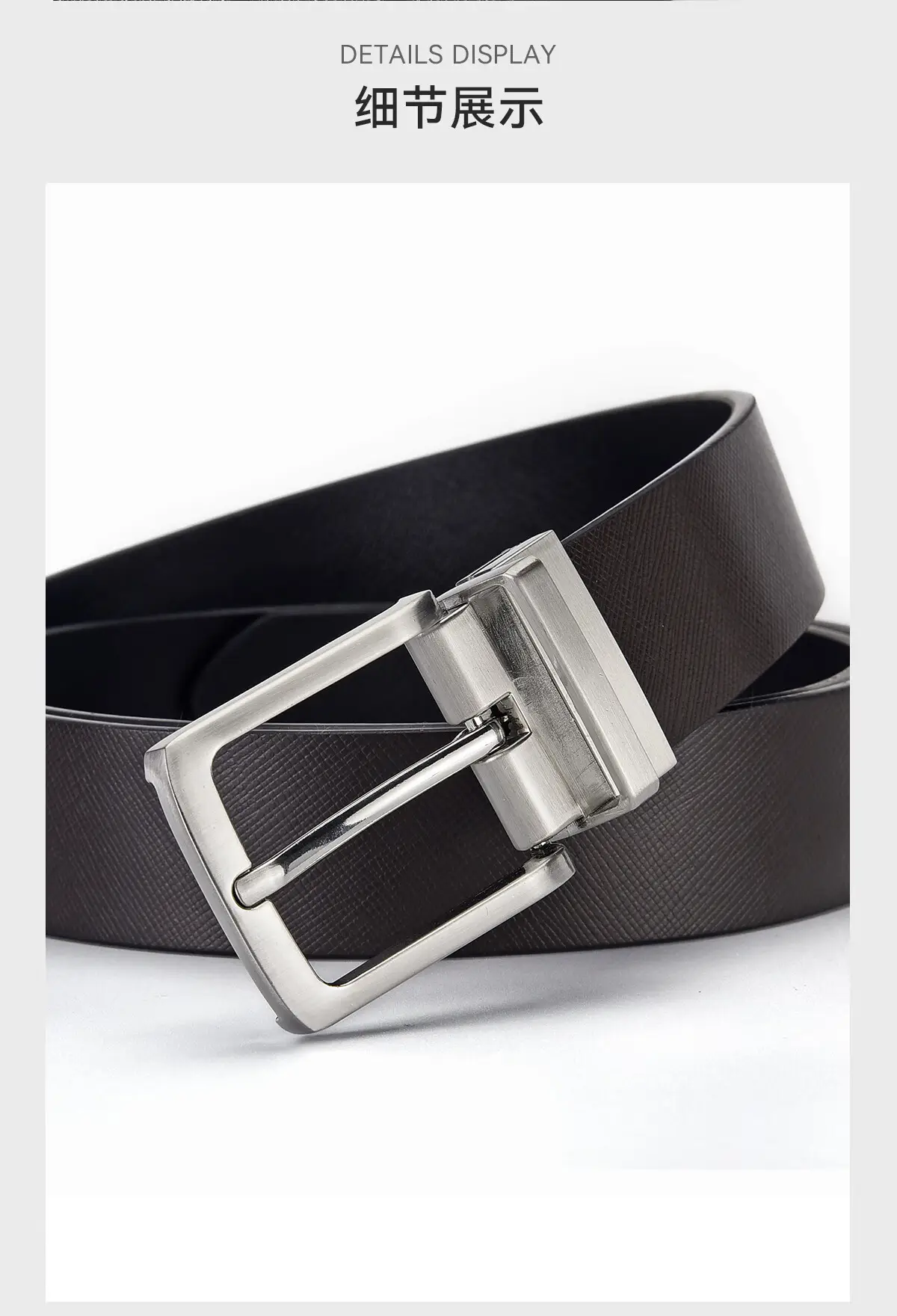 Men's Black Belt with Rotatable Buckle Wholesale — feature 8