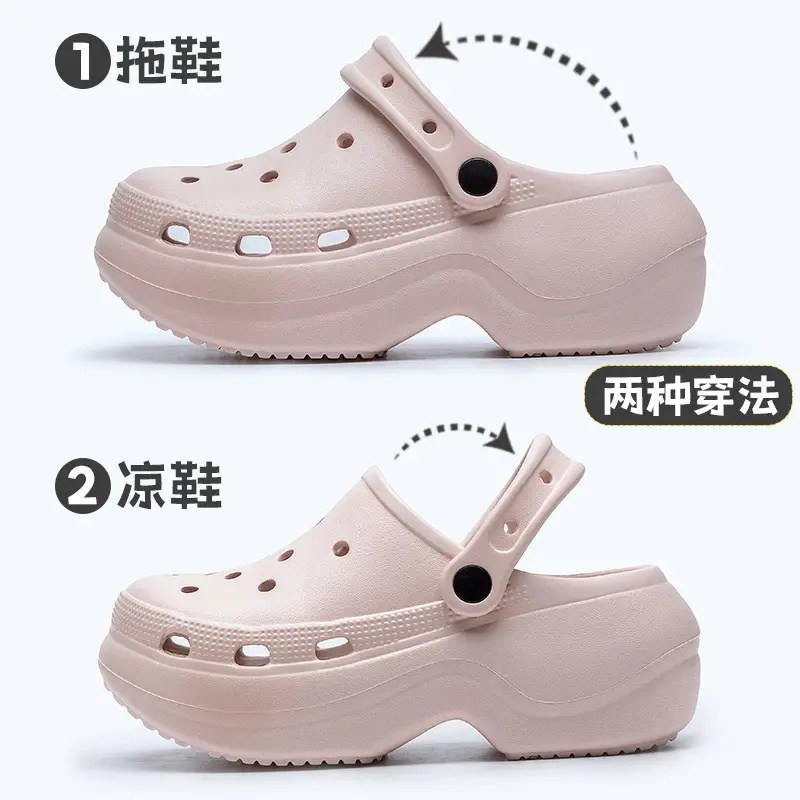 Women's Croc Shoes Women's Outerwear Summer New Thick-Soled Adult Sandals Non-Slip Beach Shoes Baotou Seaside Slippers - Image 8