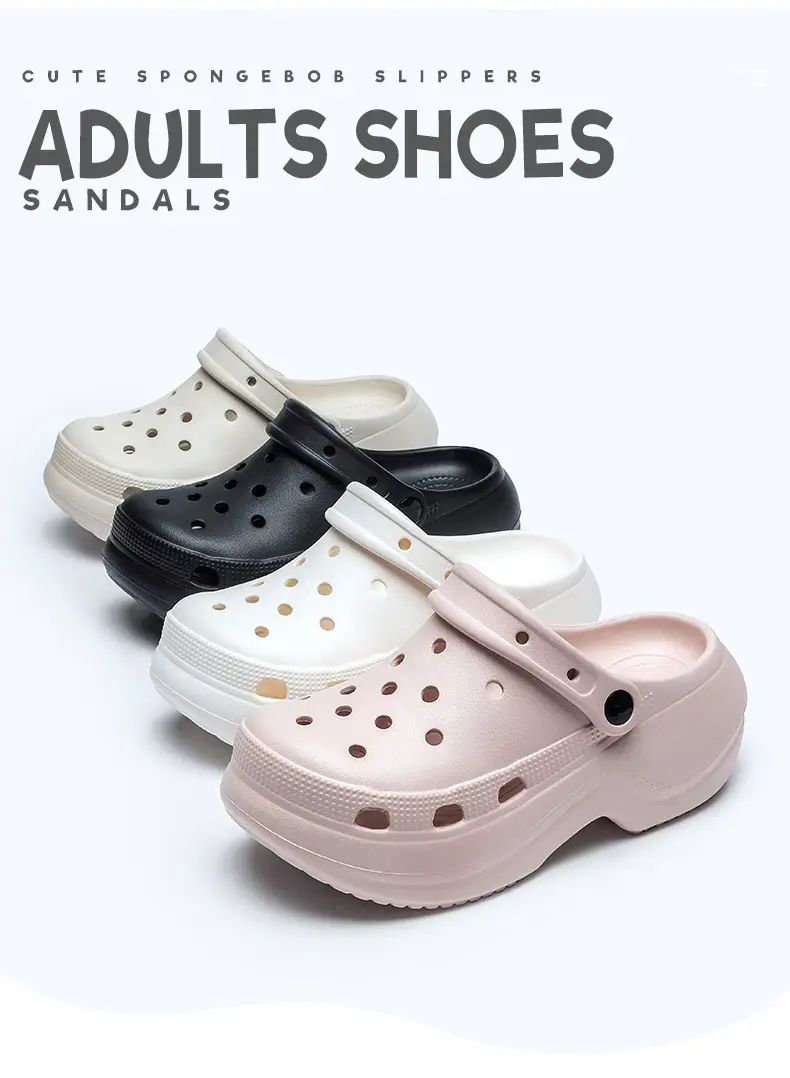 Women's Croc Shoes Women's Outerwear Summer New Thick-Soled Adult Sandals Non-Slip Beach Shoes Baotou Seaside Slippers — feature 1