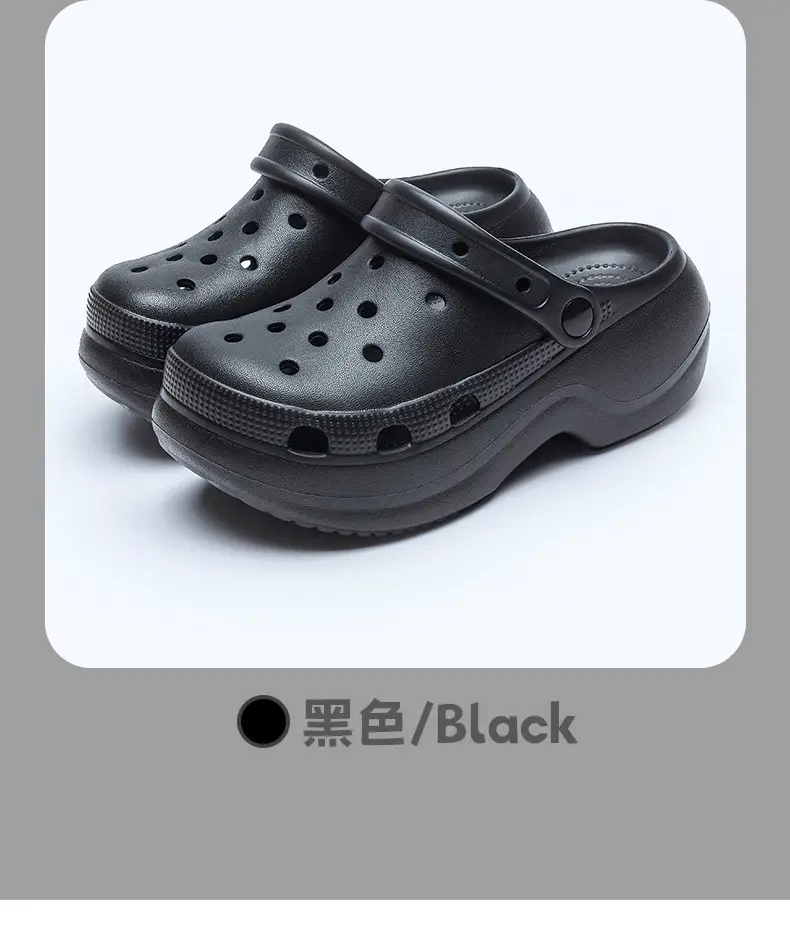 Women's Croc Shoes Women's Outerwear Summer New Thick-Soled Adult Sandals Non-Slip Beach Shoes Baotou Seaside Slippers — feature 11