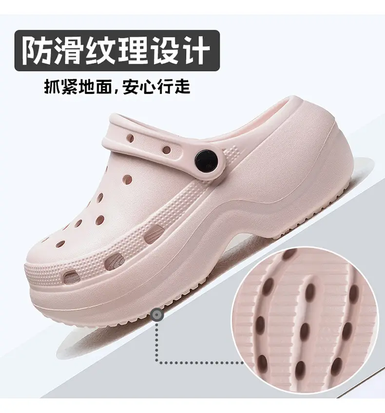 Women's Croc Shoes Women's Outerwear Summer New Thick-Soled Adult Sandals Non-Slip Beach Shoes Baotou Seaside Slippers — feature 4