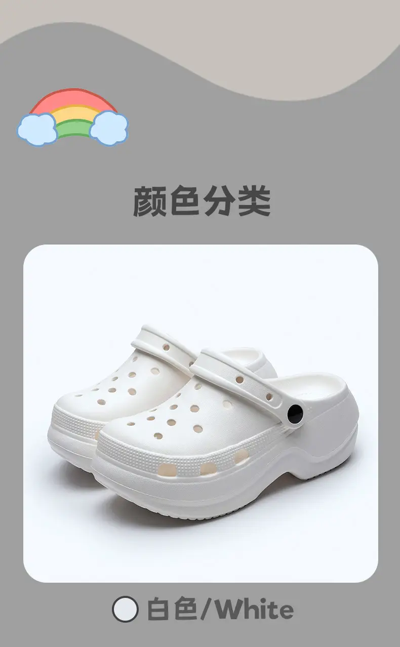 Women's Croc Shoes Women's Outerwear Summer New Thick-Soled Adult Sandals Non-Slip Beach Shoes Baotou Seaside Slippers — feature 8