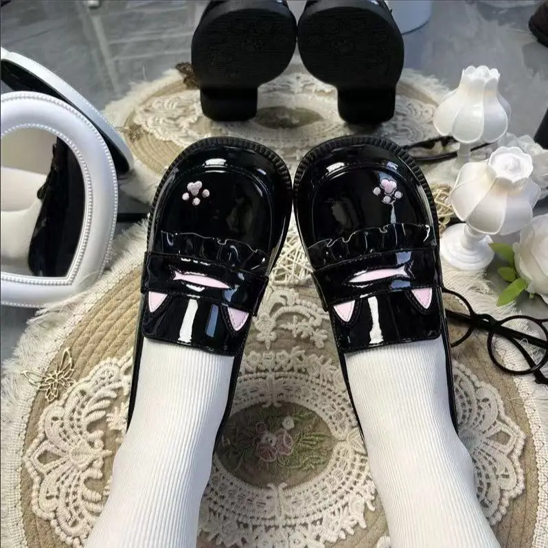 Japanese-Style Small Single Shoes Platform Cat Ear Round Toe Jk Uniform Super Soft Comfortable Student Lolita Jk Small Leather Shoes - Image 3
