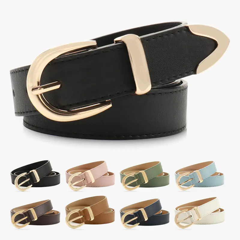 Women's Tan Leather Belt with Buckle - Image 11