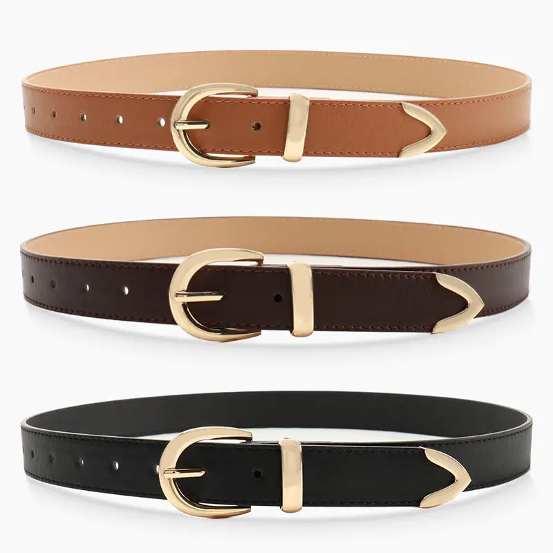 Women's Tan Leather Belt with Buckle - Image 12