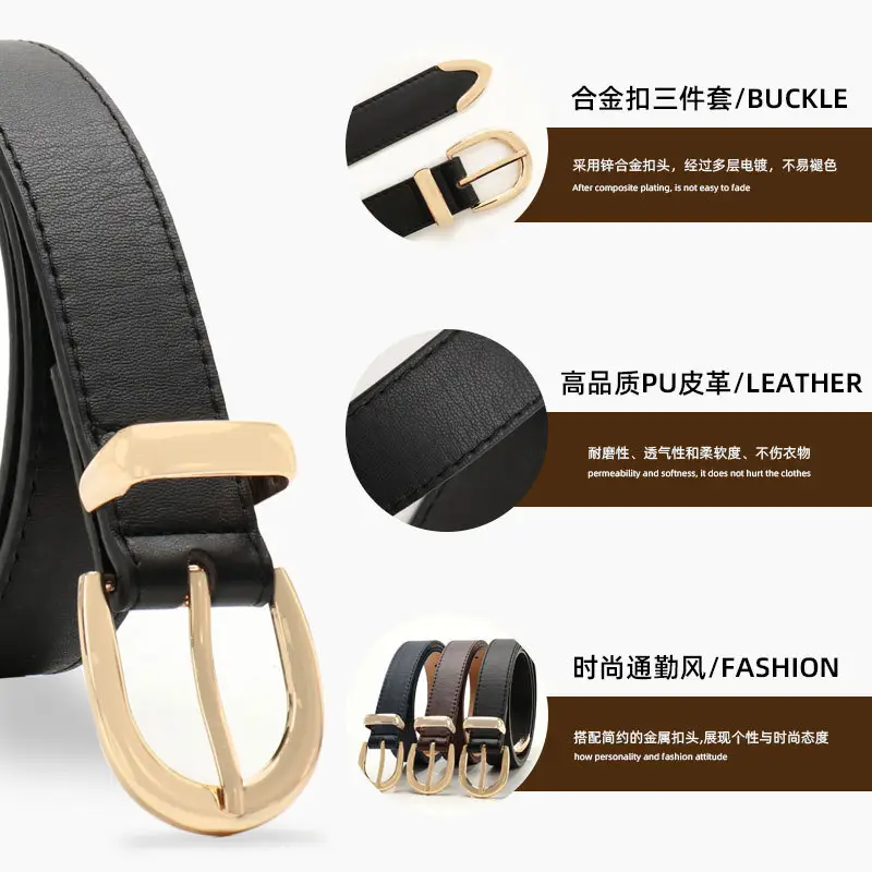 Women's Tan Leather Belt with Buckle - Image 13