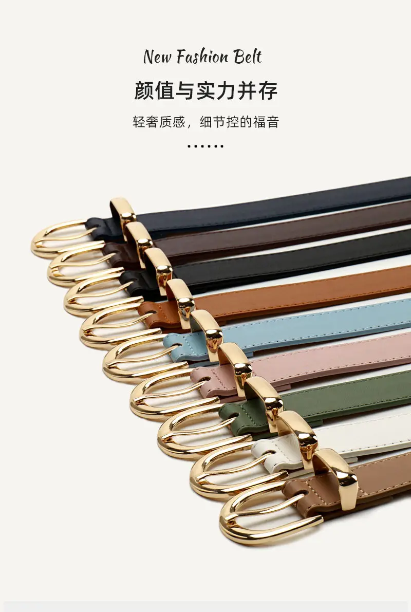 Women's Tan Leather Belt with Buckle — feature 11