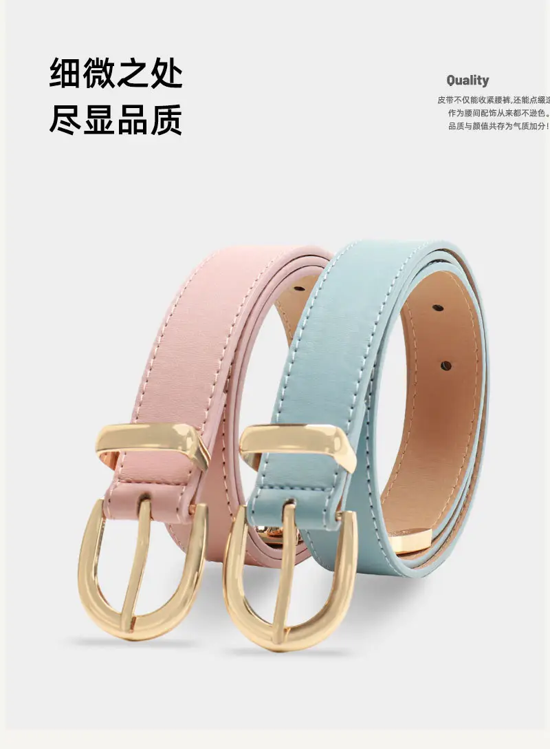 Women's Tan Leather Belt with Buckle — feature 12