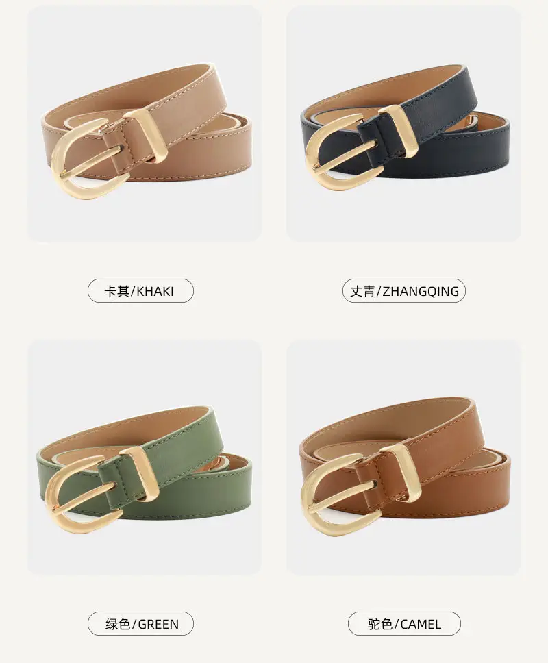 Women's Tan Leather Belt with Buckle — feature 19