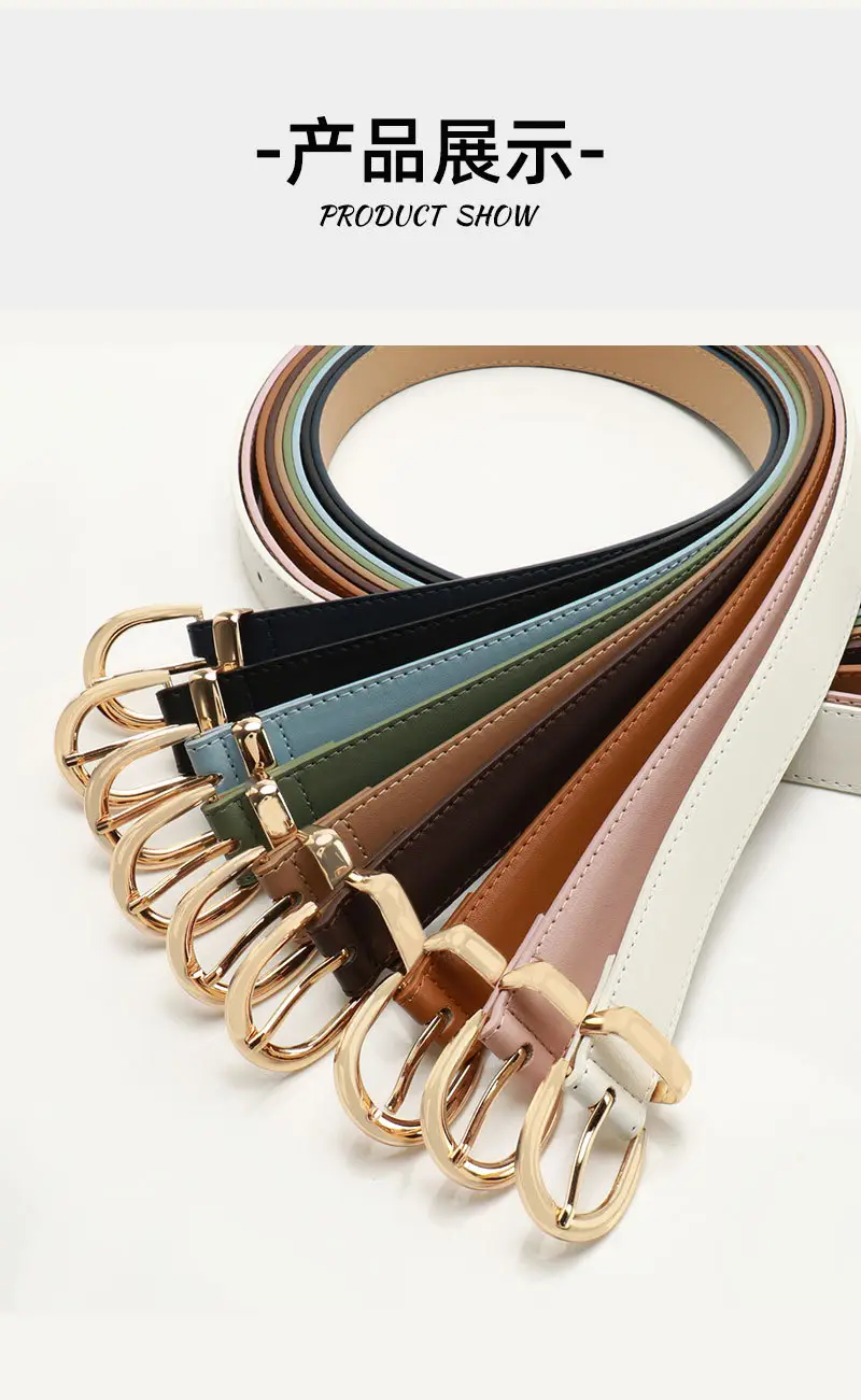 Women's Tan Leather Belt with Buckle — feature 21