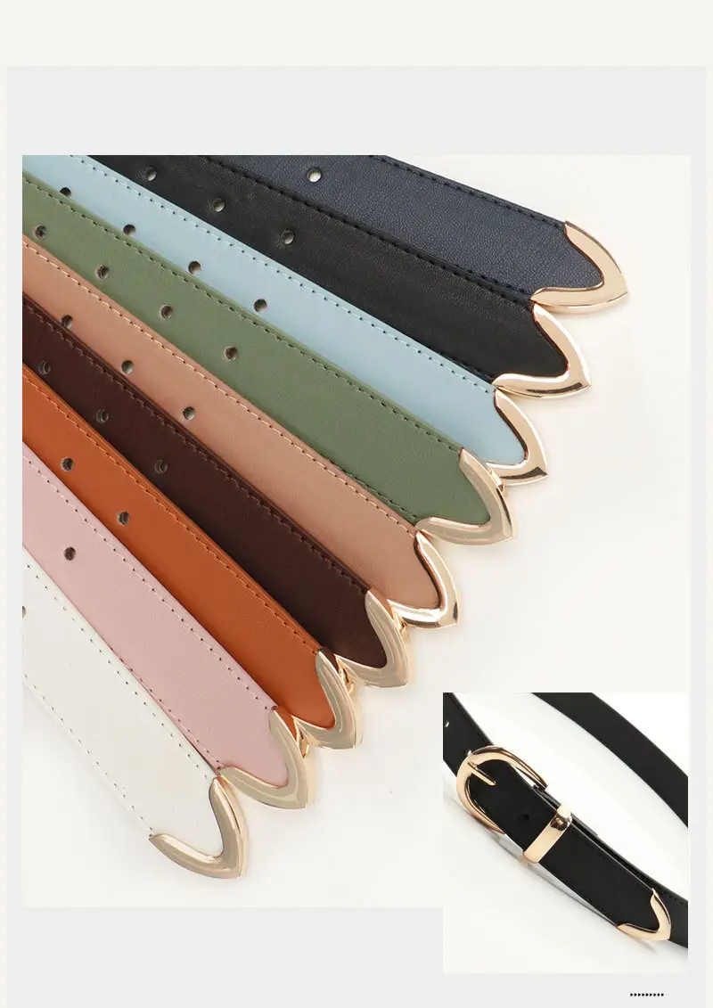 Women's Tan Leather Belt with Buckle — feature 23