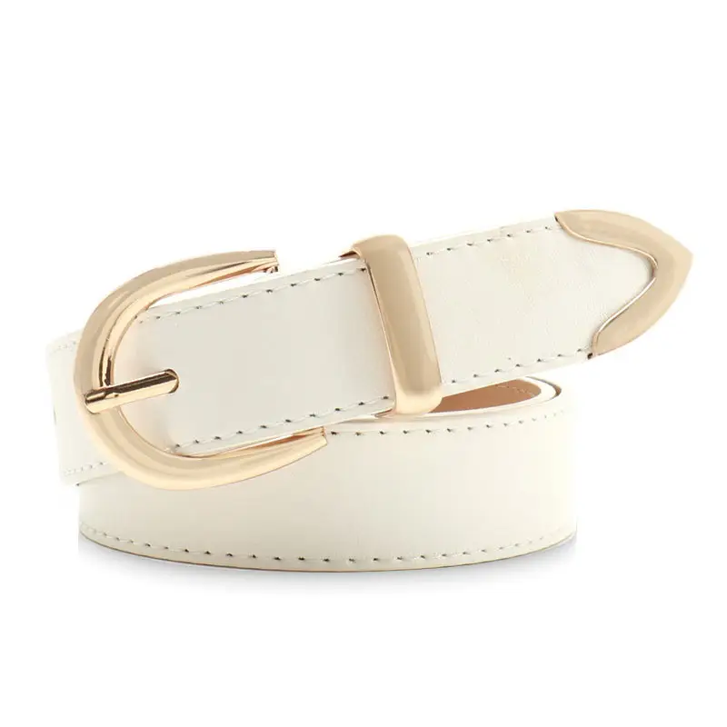 Women's Tan Leather Belt with Buckle - Image 2