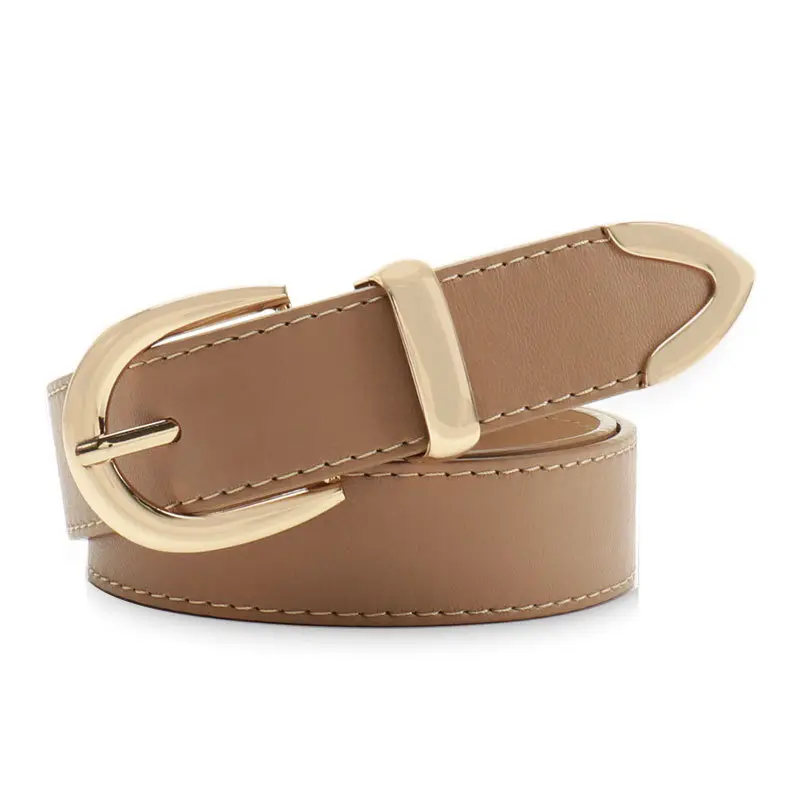 Women's Tan Leather Belt with Buckle - Image 4